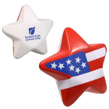 USA Stars & Stripes Star Stress Ball - Personalization Available from Positive Promotions