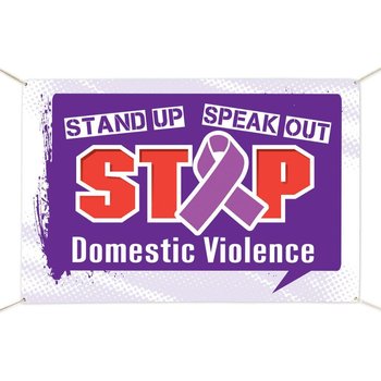 Stand Up Speak Out Stop Domestic Violence 6' X 4' Banner from Positive Promotions