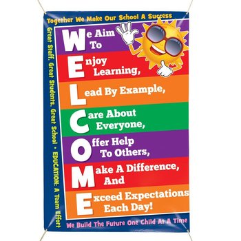 WELCOME 5' x 3' Vinyl School Banner from Positive Promotions