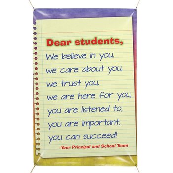 Dear Students 5' x 3' Vinyl School Banner from Positive Promotions