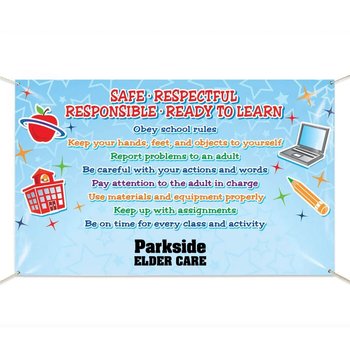 Safe, Respectful, Responsible, Ready To Learn 5' x 3' Banner from Positive Promotions