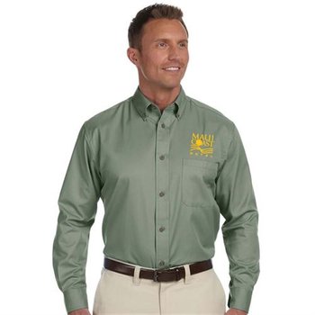 Harriton&reg; Easy Blend&trade; Men's Long-Sleeve Twill Shirt with Stain Release - Embroidered Personalization Available from Positive Promotions