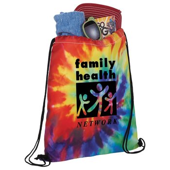 Tie Dye Drawstring Sports Backpack - Personalization Available from Positive Promotions