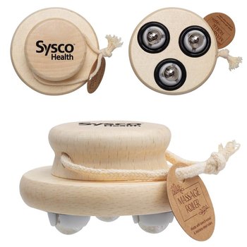 Natural Beechwood Massage Roller - Personalization Available from Positive Promotions