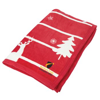 Holiday Throw Blanket - Embroidered Personalization Available from Positive Promotions