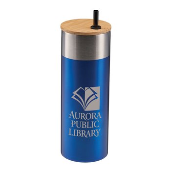 Ace Tumbler with Bamboo Lid & Straw 20-Oz. - One-Color Personalization Available from Positive Promotions