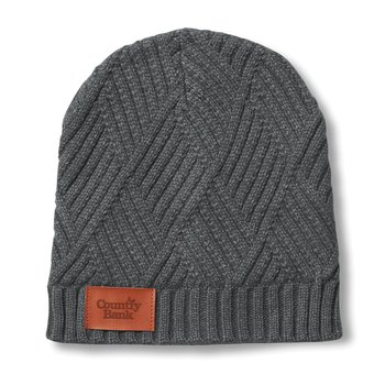 Leeman Trellis Knit Beanie - Debossed Personalization Available from Positive Promotions