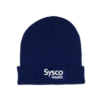 Knit Cuff Beanie with Patch - Silkscreened Personalization Available from Positive Promotions