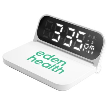 Wireless LED Alarm Clock & Charging Pad - Personalization Available from Positive Promotions