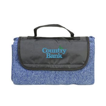 Heathered Fleece Roll-Up Blanket - Embroidered Personalization Available from Positive Promotions