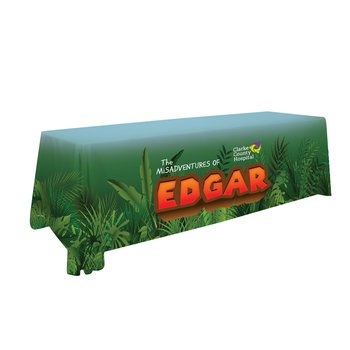 8' LazerLine 4-Sided Table Throw - Full-Color Personalization Available from Positive Promotions