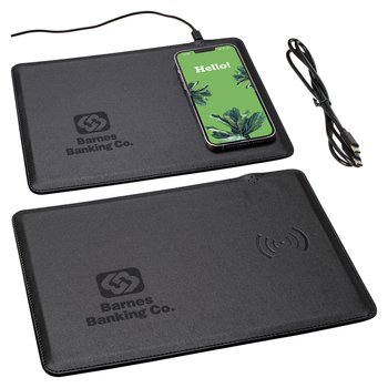 Wireless Charger Mouse Pad 15W - Debossed Personalization Available from Positive Promotions