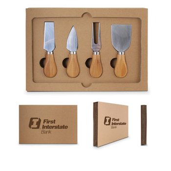 Slate Charcuterie Cutting Board & Knives 5-Piece Set - Personalization Available from Positive Promotions