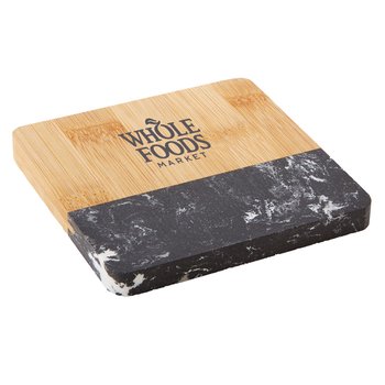 Bamboo & Marble Coaster - Personalization Available from Positive Promotions