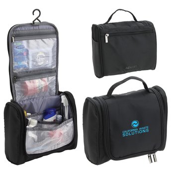Jet Black Hanging Toiletry Bag - Personalization Available from Positive Promotions