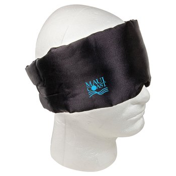 Jet Black Satin Sleep Eye Mask - Personalization Available from Positive Promotions
