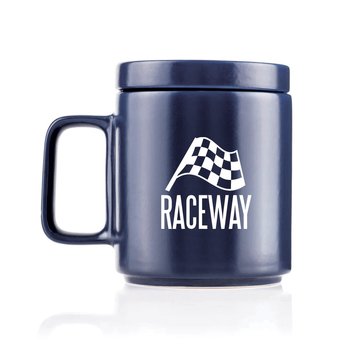 Stackable Ceramic Mug 12-Oz. with Saucer Lid - Personalization Available from Positive Promotions