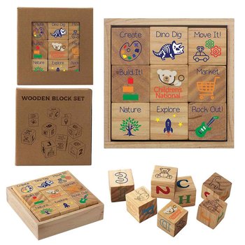 Wooden Block Set - Full-Color Personalization Available from Positive Promotions