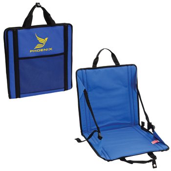 Foldable Travel Seat Cushion with Mesh Pocket - Personalization Available from Positive Promotions