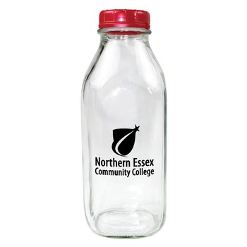 Milkman Glass Milk Bottle 1-Qt. with Plastic Lid - Personalization Available from Positive Promotions