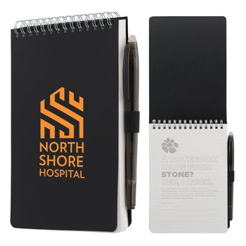 Stone Recycled Reporter Notepad with rPET Pen - Personalization Available from Positive Promotions