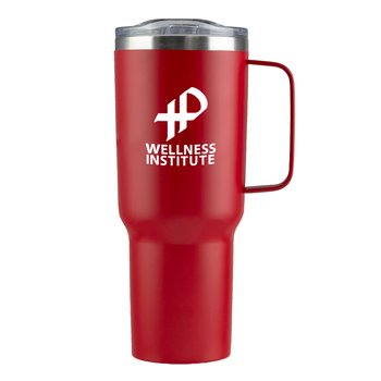 Mammoth Stainless-Steel Tumbler 40 oz. with Handle & Straw - Personalization Available from Positive Promotions