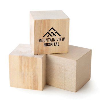 Wooden Block Cube - Personalization Available from Positive Promotions