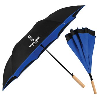 rPET & Bamboo Inverted Umbrella - Personalization Available from Positive Promotions