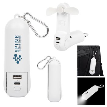 To-Go Fan, 2,500-mAh Power Bank, & Flashlight - Personalization Available from Positive Promotions