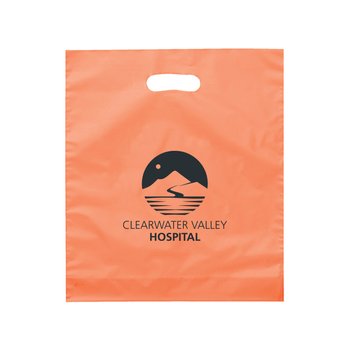 Frosted Plastic Bag with Die-Cut Handle - Personalization Available from Positive Promotions