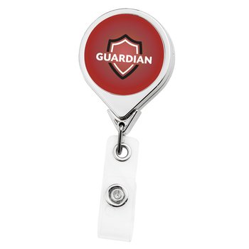 Chrome JUMBO Round Badge Reel - Full-Color Personalization Available from Positive Promotions