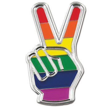 Rainbow Gay Pride Peace Sign Lapel Pin from Positive Promotions
