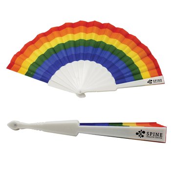 Rainbow Stripe Hand Fan - Personalization Available from Positive Promotions