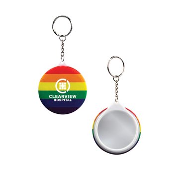 Rainbow Stripe Mirror Keychain - Personalization Available from Positive Promotions