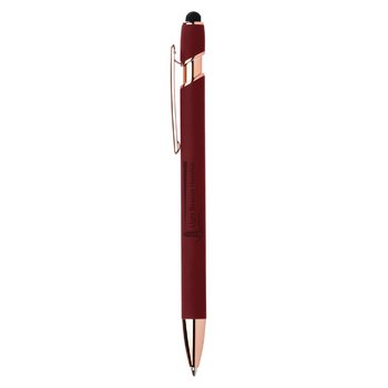 Orbit Rose-Gold Soft-Touch Metal Stylus Pen (Gel Ink) - Laser-Engraved Personalization Available from Positive Promotions