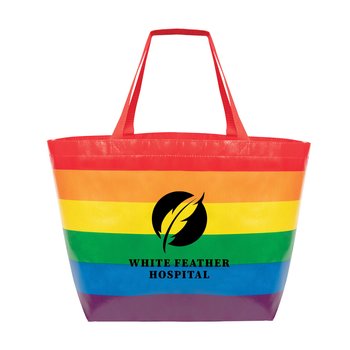 Rainbow Stripe Tote Bag - One-Color Personalization Available from Positive Promotions