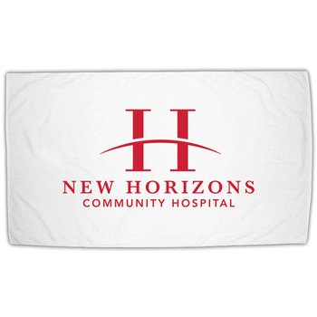 Mid-Weight White Beach Towel - Personalization Available from Positive Promotions