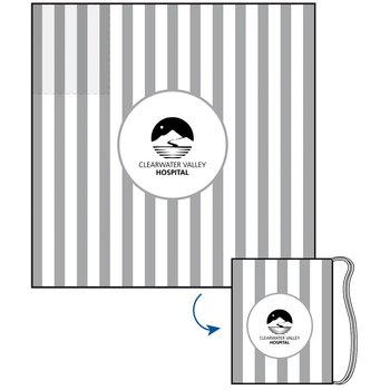 Striped Beach Blanket/Tote with Sand Stakes - Personalization Available from Positive Promotions