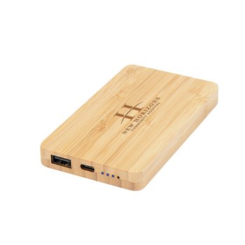 Natural Bamboo Power Bank 5,000 mAh - Laser-Engraved Personalization Available from Positive Promotions