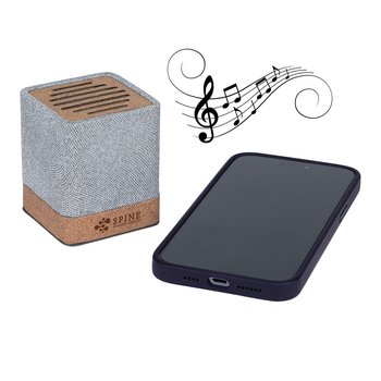 Recycled rPET & Cork Wireless Speaker 5W - Laser-Engraved Personalization Available from Positive Promotions