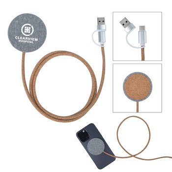 Recycled rPET & Cork Wireless Charging Pad 10W - One-Color Personalization Available from Positive Promotions