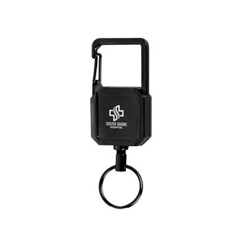 Metal Keychain With Badge Reel Carabiner - One-Color Personalization Available from Positive Promotions