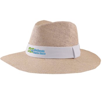 Wide Brim Straw Hat - Embroidered Personalization Available from Positive Promotions