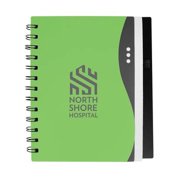 Curve Notebook With Pen Loop - One-Color Personalization Available from Positive Promotions