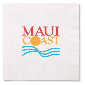 3-Ply White Dinner Napkin 1/4 Fold - Full-Color Personalization Available from Positive Promotions