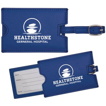 Vegan Leather Slide Luggage Tag - Personalization Available from Positive Promotions