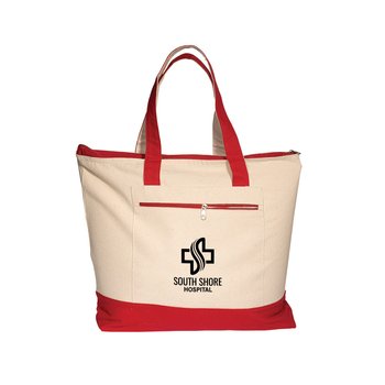 Aboat Time Zippered Cotton Boater Tote - Personalization Available from Positive Promotions