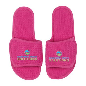 Waffle Weave Velcro® Slippers - Embroidered Personalization Available from Positive Promotions