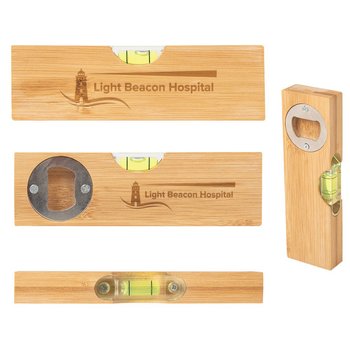 Bamboo 2-in-1 Level & Bottle Opener - One-Color Personalization Available from Positive Promotions