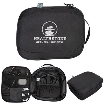 Recycled rPET Tech Travel Pouch - One-Color Personalization Available from Positive Promotions